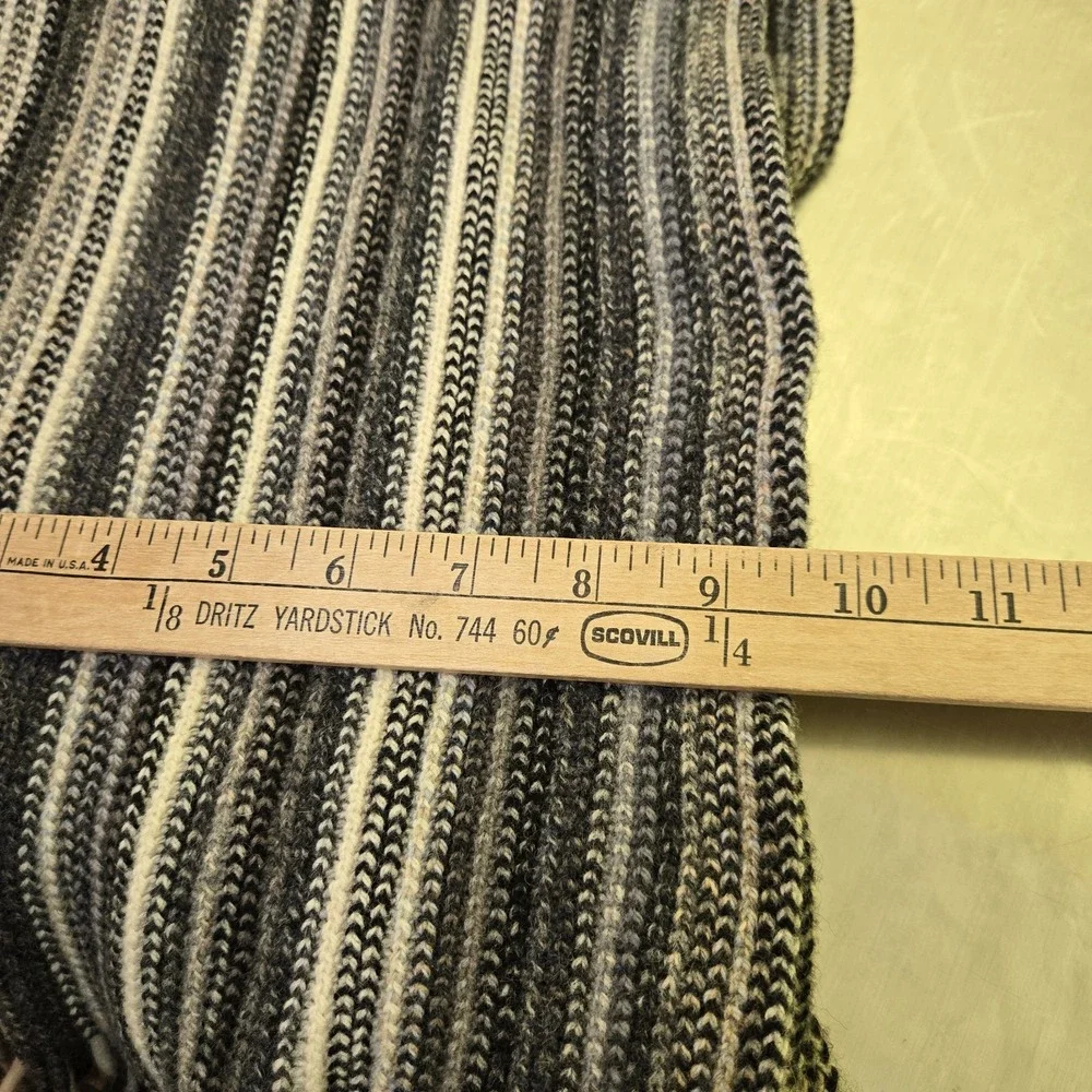 William Brunton Hand Knits Scotland 100% Pure Lambswool Gray/Black Striped Scarf